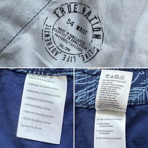 True Nation by DXL Navy Blue Tropical Palms Drawstring Shorts Men’s Size 54 - Picture 16 of 16